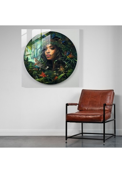 Amazon'un Vahşi Güzelliği Cam Baskı - Amazon Kadınları, Cam Sanatı, Tropikal Yağmur Ormanları, Modern Sanat, 40X40