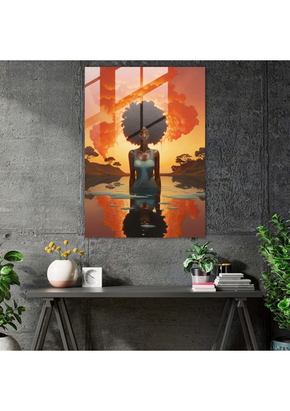 Afro Cam Sanatı - Afro, Cam Duvar Sanatı, Sakin Manzara, Cam Sanatı, 50X70 fiyatları