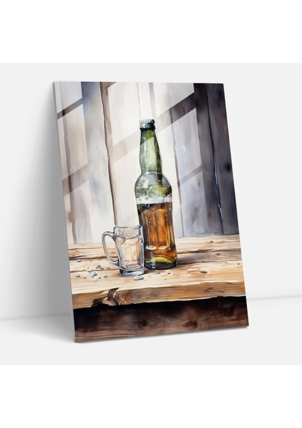 Bira Bardağı Duvar Tablosu - Bira, Ev Dekorasyonu, Cam Baskı, Cam Duvar Sanatı, 30X45