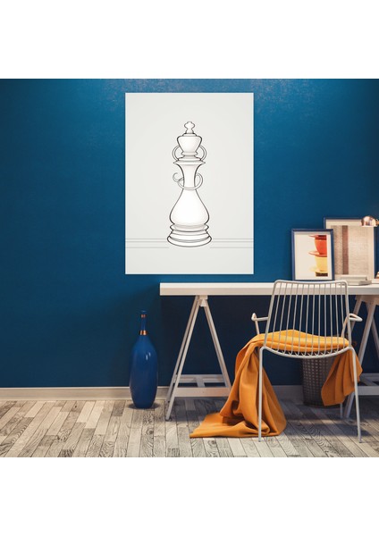 Satranç Kraliçesi Kanvas Tablo - Satranç, Kanvas Tablo, Sofistike, Minimalist, 30X50