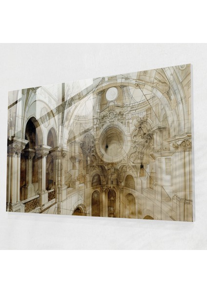 Leonardo Da Vinci Ev Dekorasyonu - Leonardo Da Vinci, Duvar Dekorasyonu, Mimari Tasarım Çizimi, Girift Detaylar, 90X60