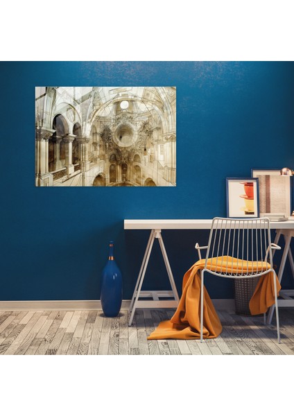 Leonardo Da Vinci Ev Dekorasyonu - Leonardo Da Vinci, Duvar Dekorasyonu, Mimari Tasarım Çizimi, Girift Detaylar, 90X60 fiyatları