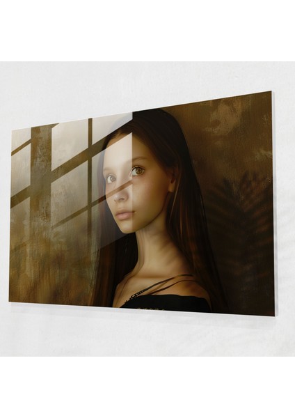 Leonardo Da Vinci Cam Duvar Sanatı - Genç Kadın Portresi - Leonardo Da Vinci, Leonardo Da Vinci, Cam Sanatı, Cam Duvar Sanatı, 45X30