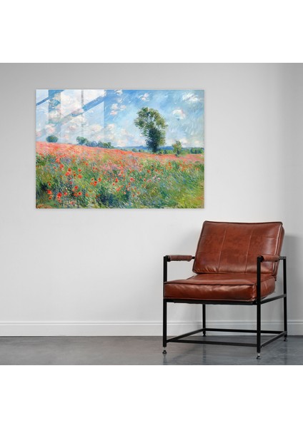 Claude Monet Gelincik Tarlası Ev Dekorasyonu - Claude Monet, Duvar Dekorasyonu, Cam Baskı, Modern Sanat, 45X30 fiyatları