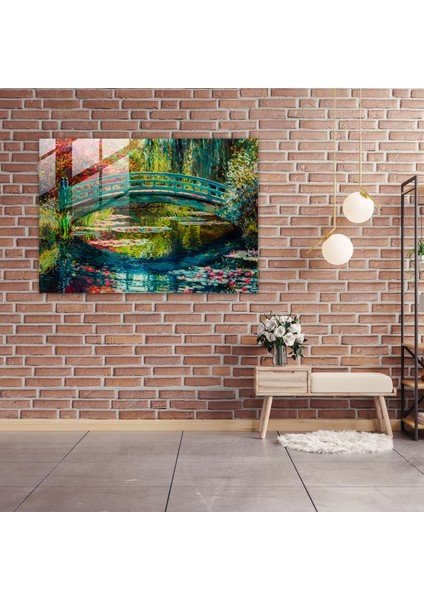 Claude Monet Ev Dekorasyonu - Gölet Üzerindeki Japon Köprüsü - Claude Monet, Ev Dekorasyonu, Cam Baskı, Claude Monet, 45X30 fiyatları