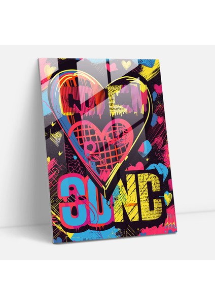 Love Tipografi Cam Baskı Duvar Sanatı - Andy Warhol, Modern Sanat, Duvar Dekorasyonu, Cam Baskı, 30X45