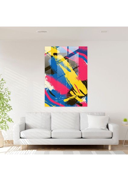 Andy Warhol Cam Baskı - Parlak Tonlarda Grafik Desen - Andy Warhol, Cam Duvar Sanatı, Andy Warhol, Cam Sanatı, 30X45