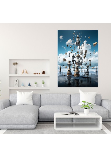 Gerçeküstü Satranç Kanvas Tablo - Satranç, Duvar Sanatı, Kanvas Tablo, Ev Dekorasyonu, 30X50
