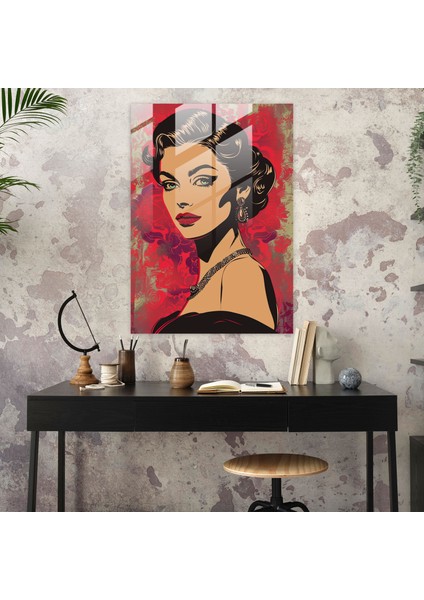 Glamour Klasisizm Cam Duvar Sanatı - Klasisizm+Popart, Ev Dekorasyonu, Modern Sanat, Pop Art ile Klasisizm, 30X45