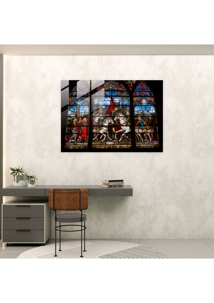 Ortaçağ Katedrali Cam Baskı - Ortaçağ, Modern Sanat, Cam Duvar Sanatı, Mızrak Dövüşü Turnuvası, 45X30 fiyatları