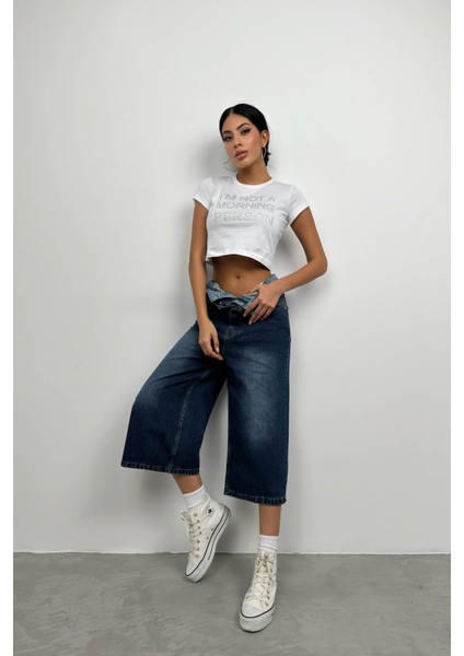 Taş Detay Crop T-Shirt