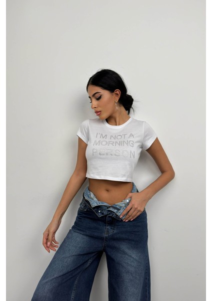 Taş Detay Crop T-Shirt fiyatları