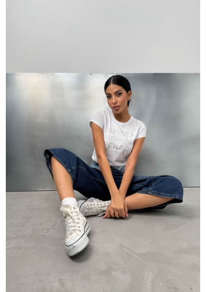 Taş Detay Crop T-Shirt modelleri