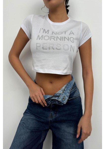 Taş Detay Crop T-Shirt fırsatları