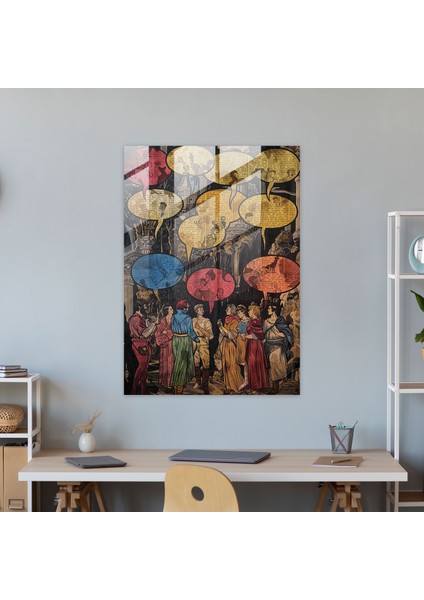 Ortaçağ Pop Art Cam Baskı - Klasisizm+Popart, Duvar Dekorasyonu, Ev Dekorasyonu, Cam Sanatı, 30X45 modelleri