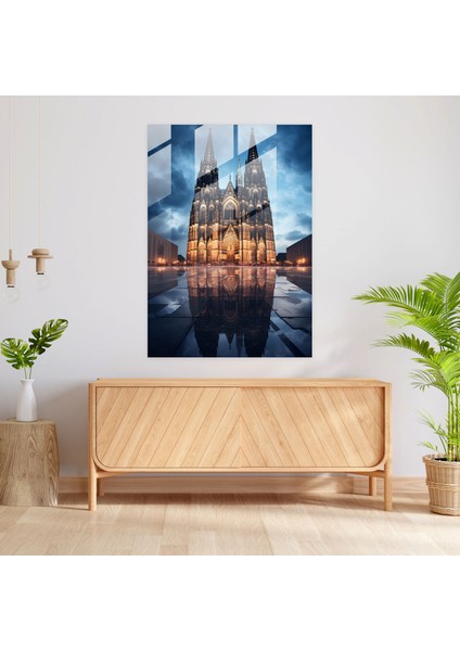 Kilise Camı Baskı: Alacakaranlık Katedrali - Kilise, Duvar Süslemesi, Ev Dekorasyonu, Alacakaranlık Katedrali, 30X45 modelleri