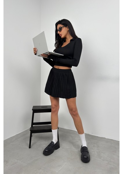 V Yaka Korsaj Detay Triko Bluz fiyatları