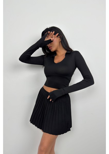 V Yaka Korsaj Detay Triko Bluz modelleri