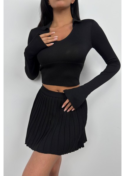 V Yaka Korsaj Detay Triko Bluz indirimleri