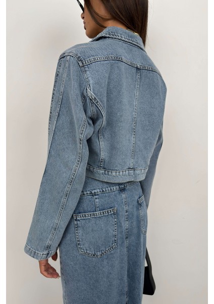 Fermuar Detay Denim Ceket indirimleri