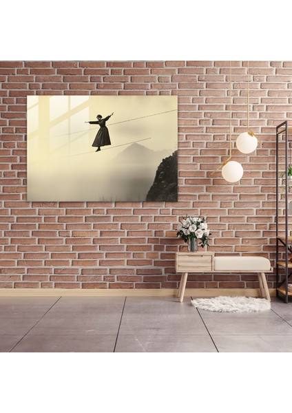 Sirk Cam Duvar Sanatı - Sirk, Ip Gezgini, Vintage Siyah Beyaz Fotoğraf, Sirk Cam Baskı, 45X30 fiyatları