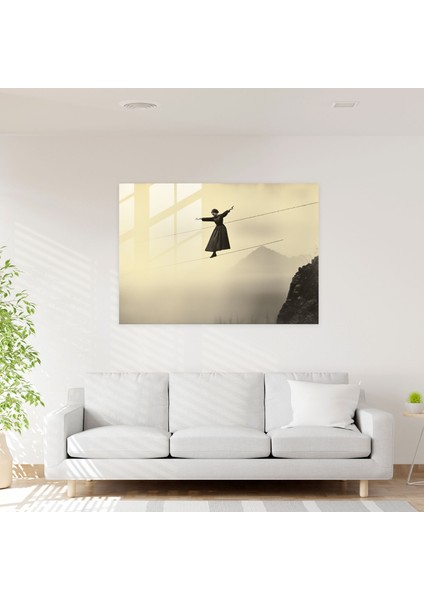 Sirk Cam Duvar Sanatı - Sirk, Ip Gezgini, Vintage Siyah Beyaz Fotoğraf, Sirk Cam Baskı, 45X30 modelleri