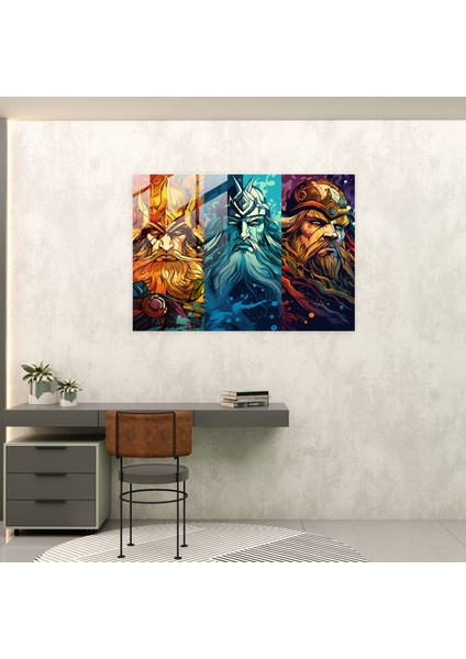 Mitoloji Cam Sanatı - Mitoloji, Modern Sanat, Dinamik Kompozisyonlar, Iskandinav Tanrıları, 45X30 fiyatları