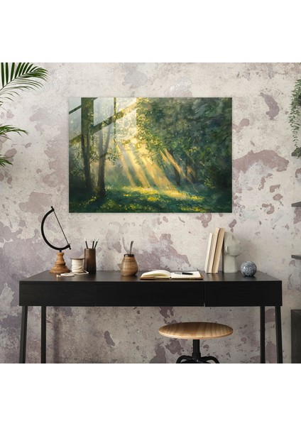 Claude Monet Güneş Işığı Ağaçları Cam Duvar Sanatı - Claude Monet, Modern Sanat, Cam Duvar Sanatı, Ev Dekorasyonu, 45X30 fiyatları