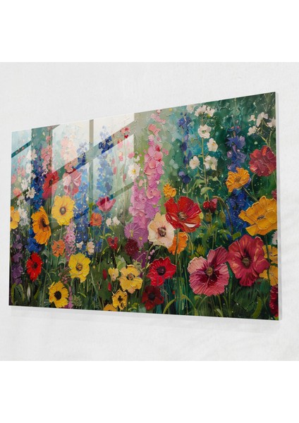 Claude Monet Cam Baskı - Çiçek Bahçesi Cam Duvar Sanatı - Claude Monet, Claude Monet, Modern Sanat, Ev Dekorasyonu, 45X30