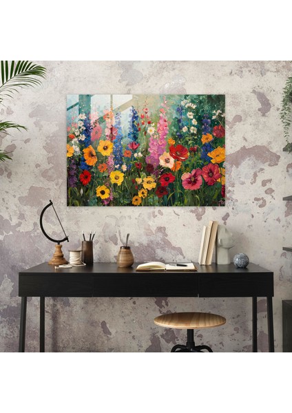 Claude Monet Cam Baskı - Çiçek Bahçesi Cam Duvar Sanatı - Claude Monet, Claude Monet, Modern Sanat, Ev Dekorasyonu, 45X30 modelleri