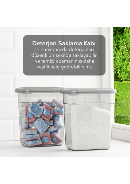 2'li Etiketli Deterjan Saklama Kabı Seti - Hava Geçirmez Kapaklı Saklama Kutusu - 2 x 1100 ml fiyatları
