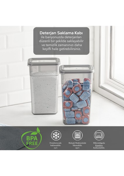 2'li Etiketli Deterjan Saklama Kabı Seti - Hava Geçirmez Kapaklı Saklama Kutusu - 2 x 1580 ml