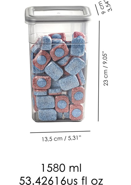 6'lı Etiketli Deterjan Saklama Kabı Seti - Hava Geçirmez Kapaklı Saklama Kutusu - 6 x 1580 ml