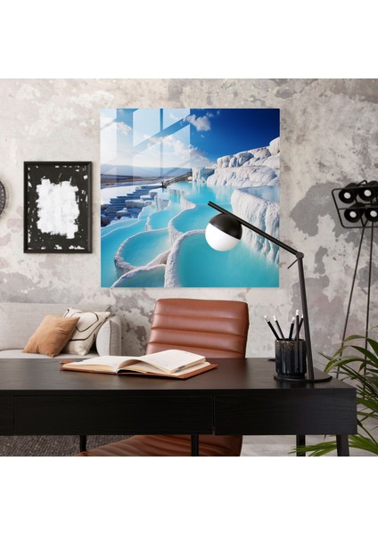 Anadolu Cam Baskı - Pamukkale Teras Görünümü - Anadolu, Cam Baskı, Turkuaz Havuzlar, Mineral Zengini, 30X30 modelleri