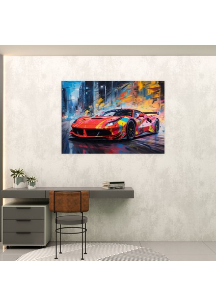 Ferrari Duvar Sanatı - Ferrari, Grafiti Tarzı Duvar Resmi, Kanvas Tablo, Duvar Dekorasyonu, 50X30 modelleri