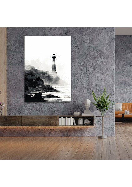 Deniz Feneri Duvar Sanatı - Deniz Feneri, Kayalık Uçurum, Ev Dekorasyonu, Kanvas Tablo, 70X100