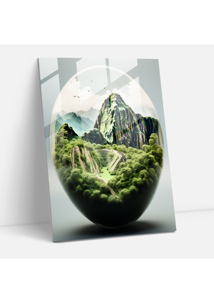 Machu Picchu Cam Baskı - Maya, Antik Kale, Cam Duvar Sanatı, Sakin Manzaralar, 30X45