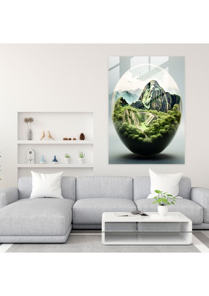Machu Picchu Cam Baskı - Maya, Antik Kale, Cam Duvar Sanatı, Sakin Manzaralar, 30X45