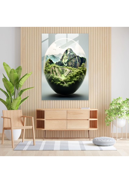 Machu Picchu Cam Baskı - Maya, Antik Kale, Cam Duvar Sanatı, Sakin Manzaralar, 30X45