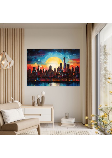 Harlem Gece Manzarası Kanvas Tablo - Harlem, Kanvas Tablo, Soyut Şehir Manzarası, Harlem, 50X30 fiyatları