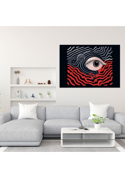 Hipnoz Duvar Tablosu - Hipnoz, Ev Dekorasyonu, Minimalist Illüstrasyon, Hipnotik Bakış, 50X30