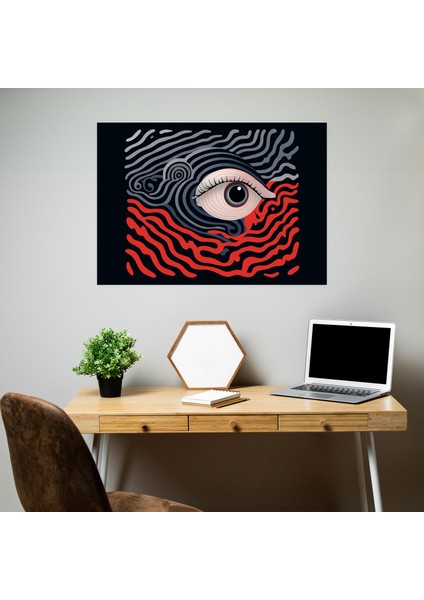 Hipnoz Duvar Tablosu - Hipnoz, Ev Dekorasyonu, Minimalist Illüstrasyon, Hipnotik Bakış, 50X30