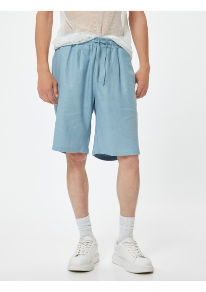 Oversize Şort Keten Bermuda Beli Bağcıklı Cep Detaylı modelleri
