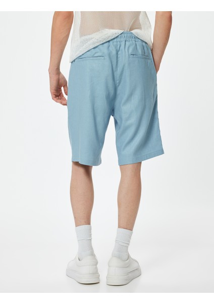 Oversize Şort Keten Bermuda Beli Bağcıklı Cep Detaylı fırsatları