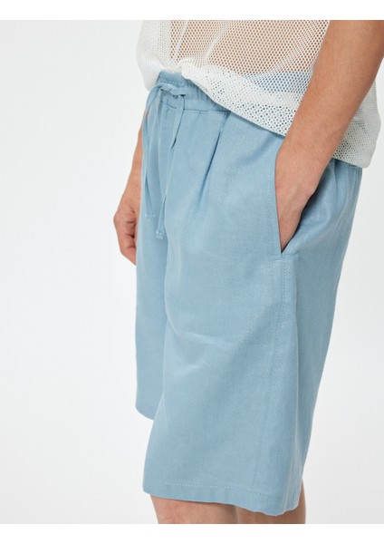 Oversize Şort Keten Bermuda Beli Bağcıklı Cep Detaylı indirimleri