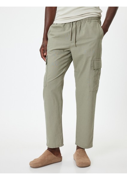 Keten Kargo Pantolon Beli Bağcıklı modelleri