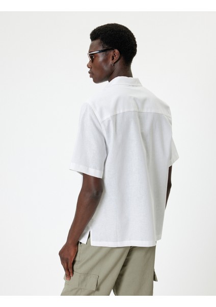 Keten Gömlek Basic Kısa Kollu Cep Detaylı fırsatları