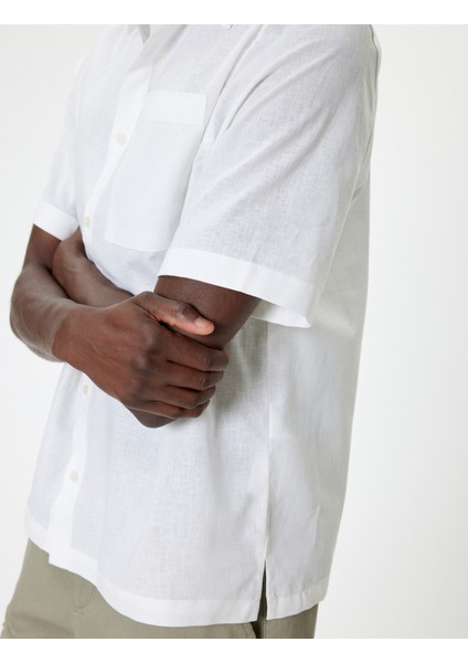 Keten Gömlek Basic Kısa Kollu Cep Detaylı indirimleri