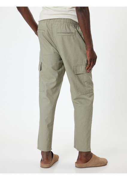 Keten Kargo Pantolon Beli Bağcıklı fırsatları