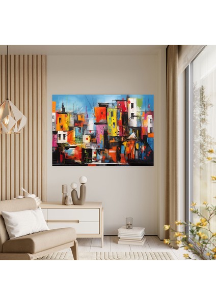 Harlem Duvar Sanatı - Canlı Sokakların Soyut Tablosu, Yüksek Kaliteli Kanvas Tablo - Harlem, Kanvas Tablo, Duvar Dekorasyonu, Harlem, 50X30